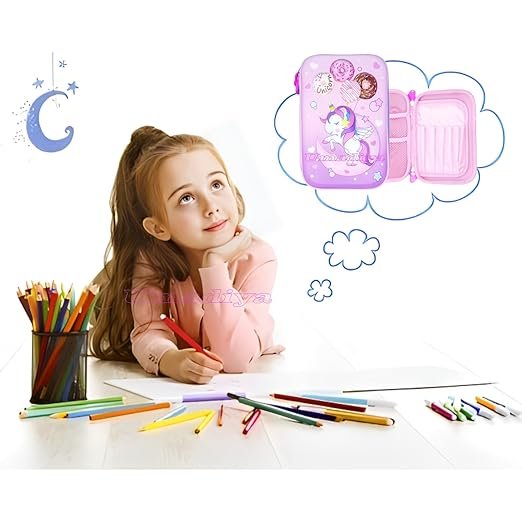 3D Embossed Unicorn Design, School Pouch Premium Stylish Pen Holder - Image 7