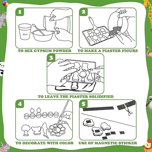 Storio Toys DIY Mould & Paint Craft Kit - Animal Kingdom Kids DIY Craft for 5 Years Plaster Figurine Set with Pigments Palette & Mold Painting Art & Craft Set -Gift Toys for 3 to 8 Multicolour - Image 4